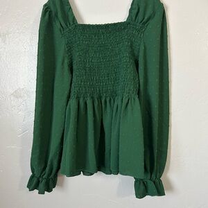 Elegant Green Smocked Women's Top